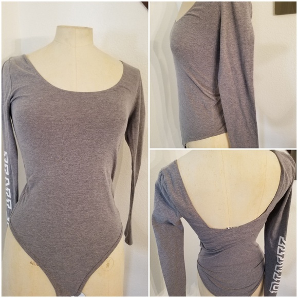 PINK Victoria's Secret Tops - Victoria's Secret Pink Bodysuit Sz XS Gray